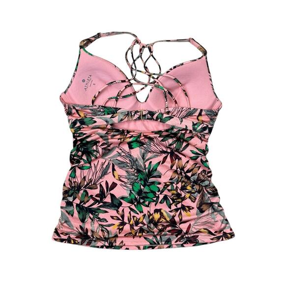 Athleta Aqualuxe Pink Tropical Botanical Print Molded Tankini Swimsuit Top - Picture 4 of 9